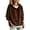 01 Coffee, variant on Fewfanhot Womens Tops Casual Loose-fitting Long-sleeved Knitted Velvet Hooded Sweatshirt Top