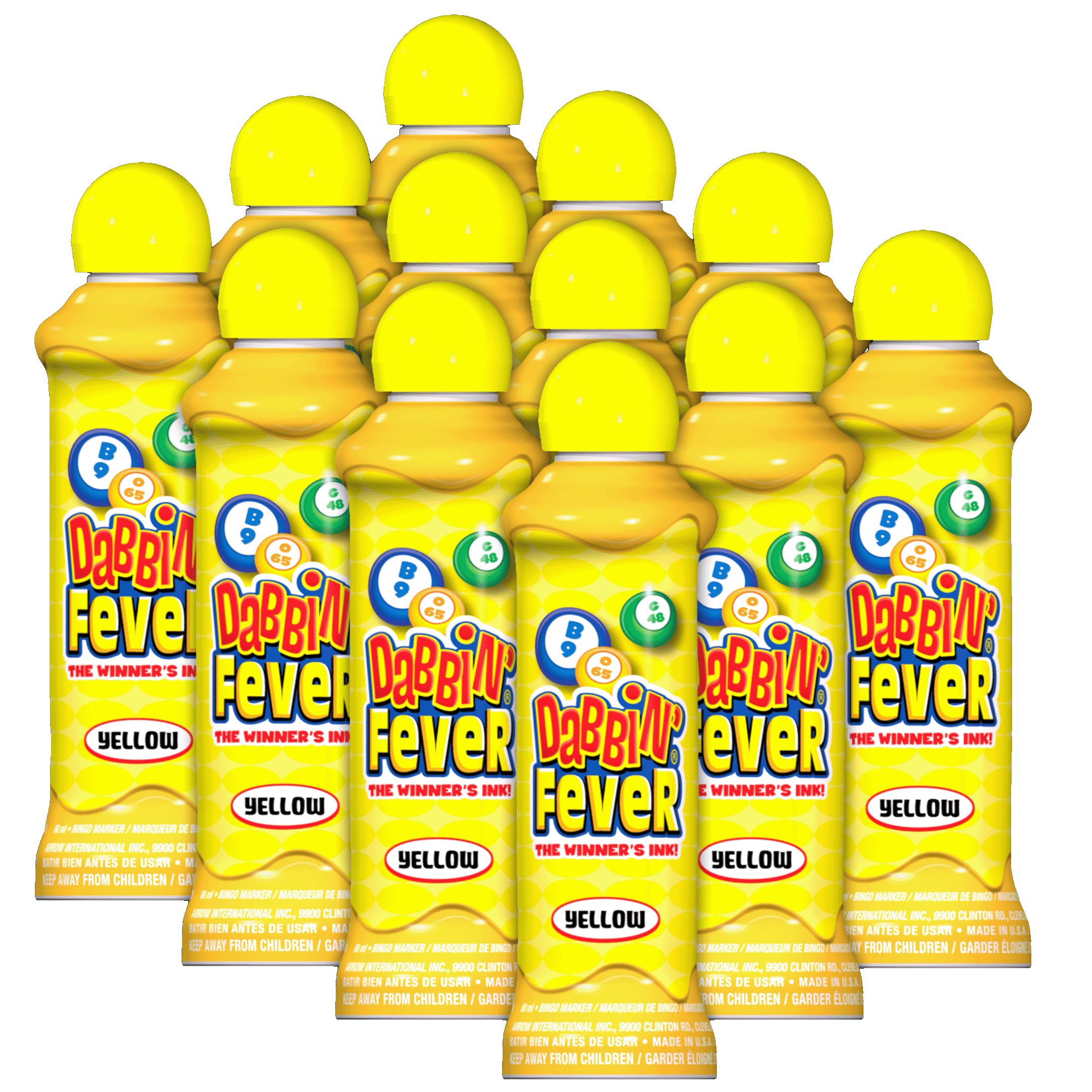 Dabbin' Fever One Dozen 3 ounce Bingo Daubers 10 Colors (Yellow