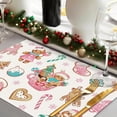 thumbnail image 3 of Christmas Gingerbread Man Placemats Set of 4, 12x18 Inch Pink Xmas Candy Cane House Tree Kitchen Dinning Table Mats Washable Place Mats for Indoor Outdoor Home Party Decor, 3 of 5
