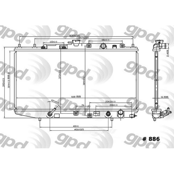 Global Parts Distributors 886C Radiator
