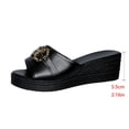 thumbnail image 5 of Wensltd Wide Width Wedge Sandals for Women Casual Retro Metal Buckle Slide Shoes Lightweight Design for Spring Summer Outdoor Black, 5 of 9