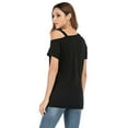 thumbnail image 4 of DODOING Women's Tunic Tops Knot Side Twist Loose Blouses T-Shirts Casual One Cold Shoulder T-Shirt Short Sleeve Tunic Tops Front Knot Side Twist Blouses, 4 of 4