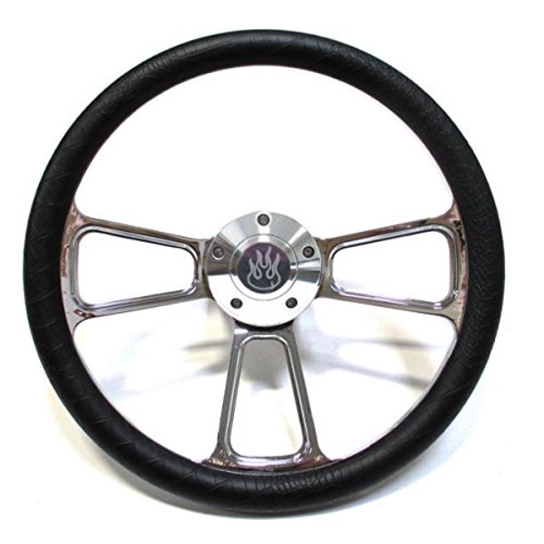 Black Steering Wheel for Flaming River, Ididit Steering Column 14