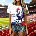thumbnail image 3 of Women’s France Soccer Jersey, Camiseta De Francia, French Rooster Flag Print Short Sleeve Fan Football Tee, Slim Fit Breathable Casual Game Day T-Shirt Plus for Adult Ladies, 3 of 13