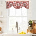thumbnail image 3 of Orange Red Boho Tie Up Valance Curtains for Windows, Kitchen Curtains Window Treatments, Vintage Flower Tribal Distressed Printed Short Window Shades Valances for Bedroom Bathroom Cafe 42"x12", 3 of 8