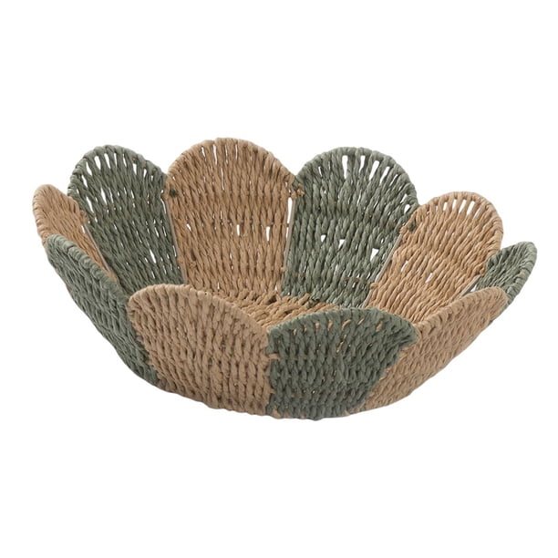 Cesta de cocina tejida a mano y cesta de centro de mesa hecha de cuerda de papel Verde oscuro