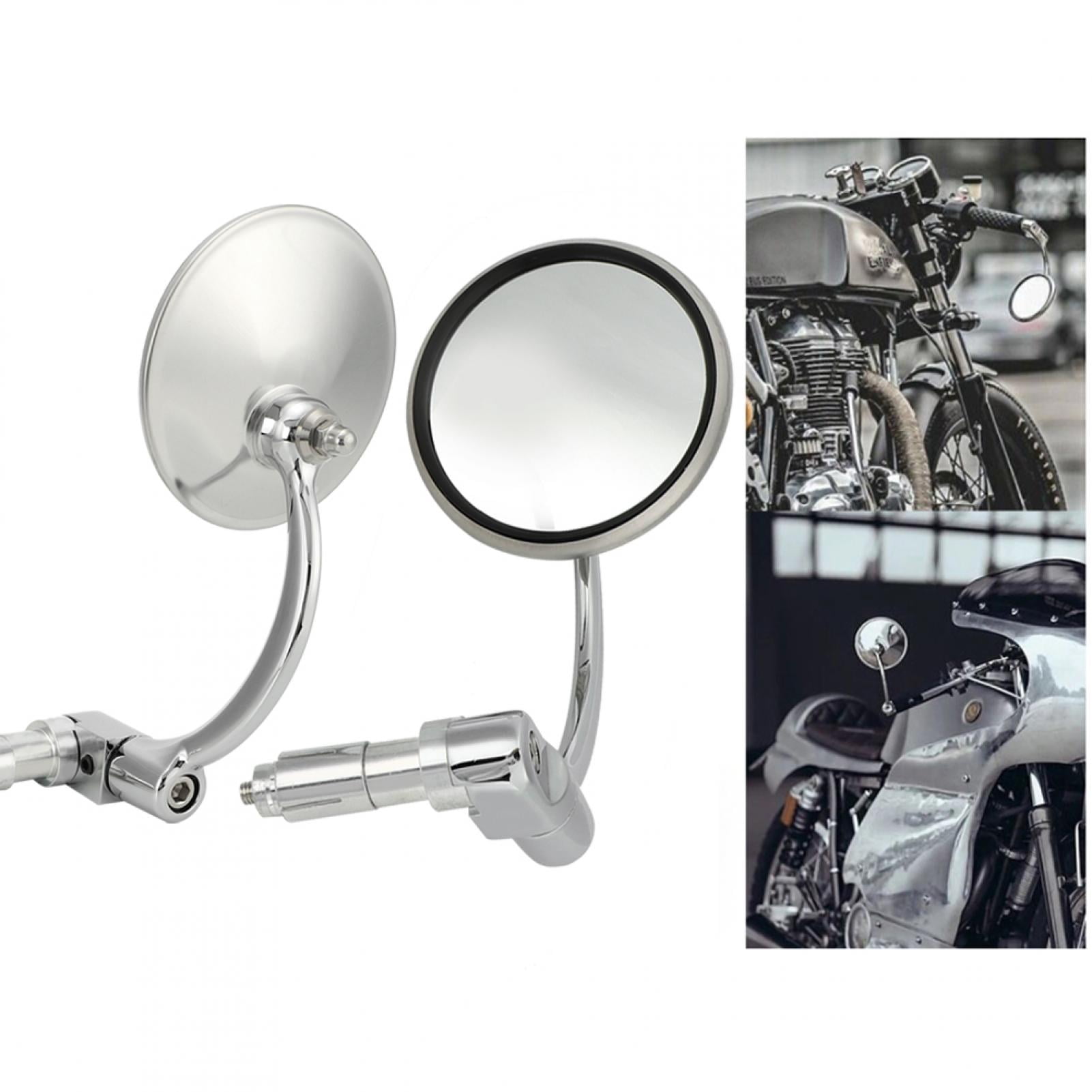 1Pair Vintage Stainless Steel Motorcycle Modified Racing Rearview Mirror Reflective Side Mirror