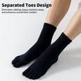 thumbnail image 4 of Yawlsow 6 Pairs Mens Toe Socks, Soft Cotton Crew Five Finger Socks for Running, 4 of 6