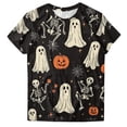 thumbnail image 5 of enyan Women's Halloween Shirts Cute Ghost Pumpkin Graphic Tee Spooky Season Shirt Vintage Short Sleeve Casual Fall Tops Halloween Womens Shirts Black,XXL, 5 of 6