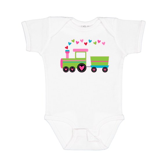 Inktastic Valentine Heart Train Boys or Girls Baby Bodysuit