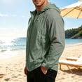 thumbnail image 6 of BiZtdJrK Zip Up Sun Protection Hooded Jacket for Men Outdoor Lightweight UPF 50+ Windbreaker Fashion Color Block Long Sleeve Hiking Tops Army Green S, 6 of 10