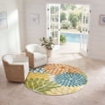 thumbnail image 4 of Nourison Aloha Floral 4' x Round Turquoise Multicolor Tropical Indoor/Outdoor Area Rug, 4 of 12
