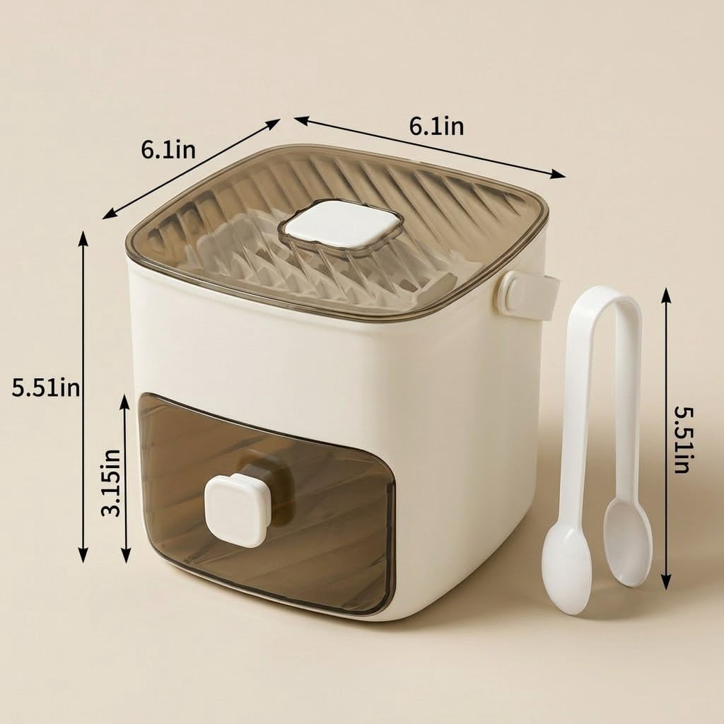 Fountwell 48-Cube Portable Ice Tray with Easy Press Lid, Double-Deck Ice Maker – Includes Container, Bin & Tongs for Whiskey, Cocktail, Coffee