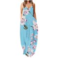 thumbnail image 1 of Robe d'Été pour Femmes Décontractée Sans Manches Grande Taille Longue Robe Maxi avec Poches Imprimé Floral Ample Robe de Plage Robe Bohème, 1 of 4