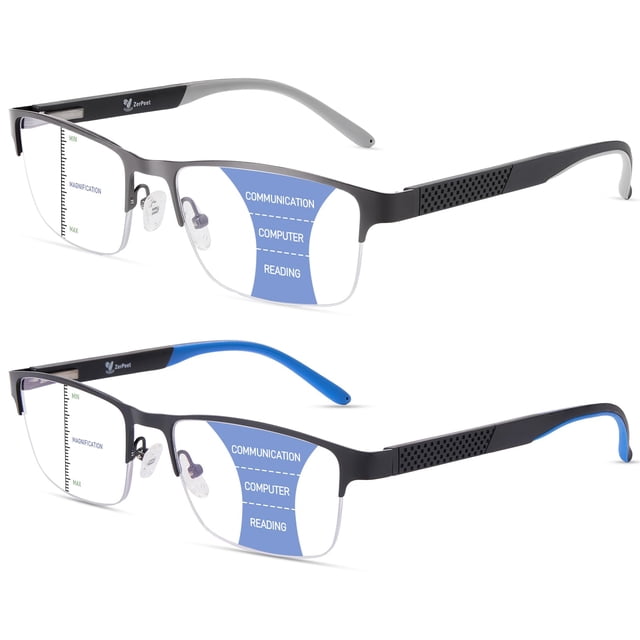 ZERPEET Paquete de 2 Gafas de Lectura Multifocales 2.75x con Filtro de Luz Azul