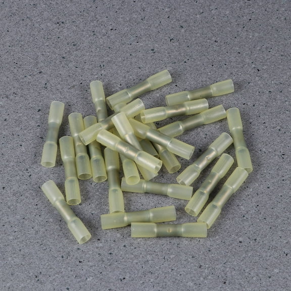 COSMOBETTY 25Pcs Low Voltage Wire Connector Waterproof Heat Shrink Crimp Connectors for Outside Cables 1.5-2.5mm Yellow
