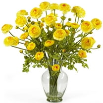 Nearly Natural Ranunculus Liquid Illusion Artificial Flower Arrangement, Yellow