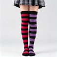 thumbnail image 2 of Yuanlong Womens Thigh-High Socks Striped Mismatched Socks Over The Knee Stylish Casual Halloween Hosiery, 2 of 4
