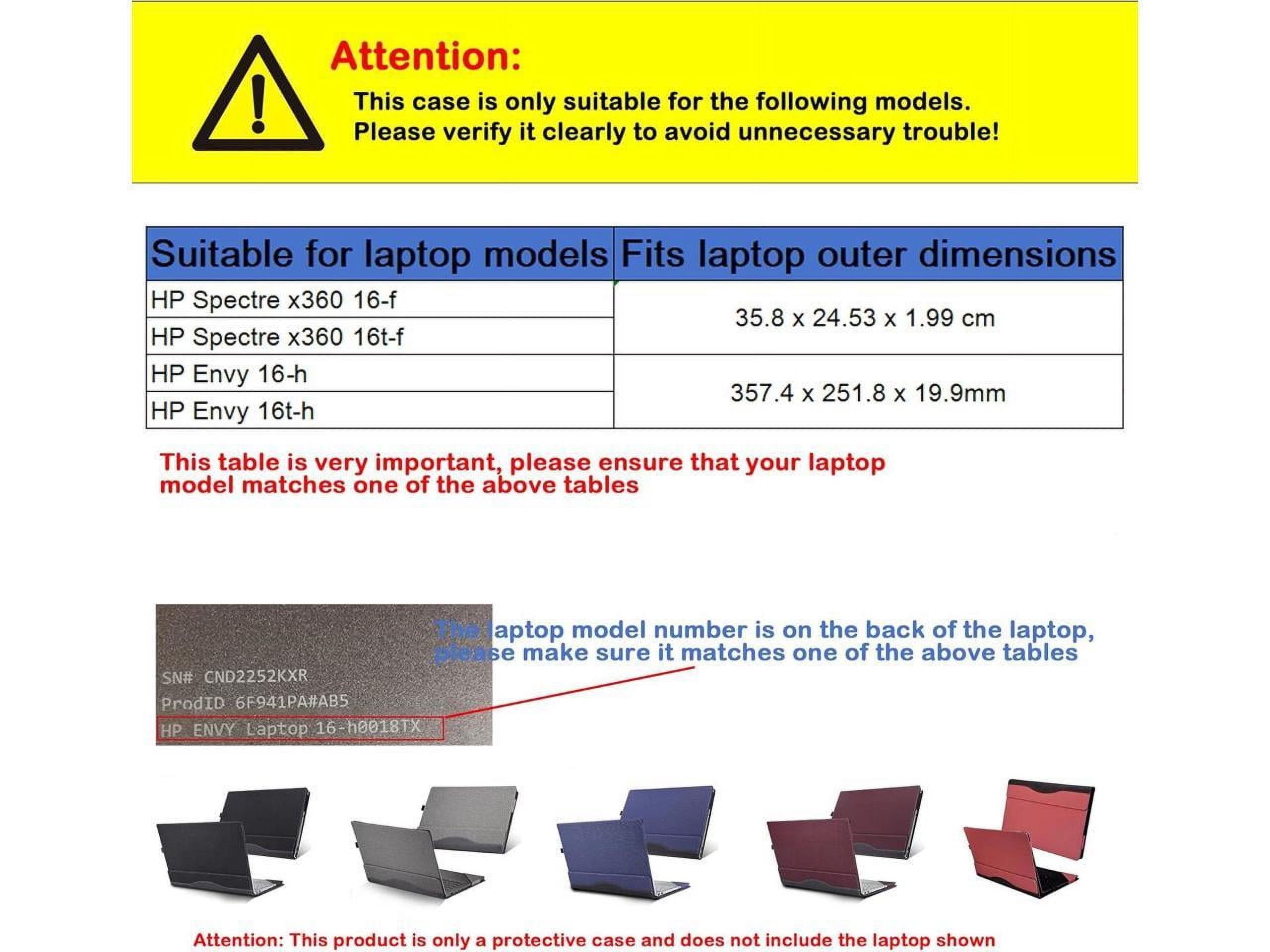 Laptop Cover Case for 16 inch HP Spectre x360 16-f 16t-f & HP Envy 16-h 16t-h, PU Leather Protective Shell Detachable Laptop Bag Accessory with Pencil Holder