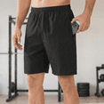 thumbnail image 6 of Puztloy Men Shorts Drawstring Elastic Waist Lightweight Athletic Workout Gym Running Shorts Casual Summer with Zipper Pocket Black, 6 of 7