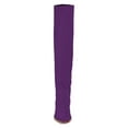 thumbnail image 3 of YDN Women's Round Closed Toe Flats Knee High Boots Low Heel V Cut Side Zipper Riding Boots Casual Party Shoes Size 7 Purple, 3 of 4