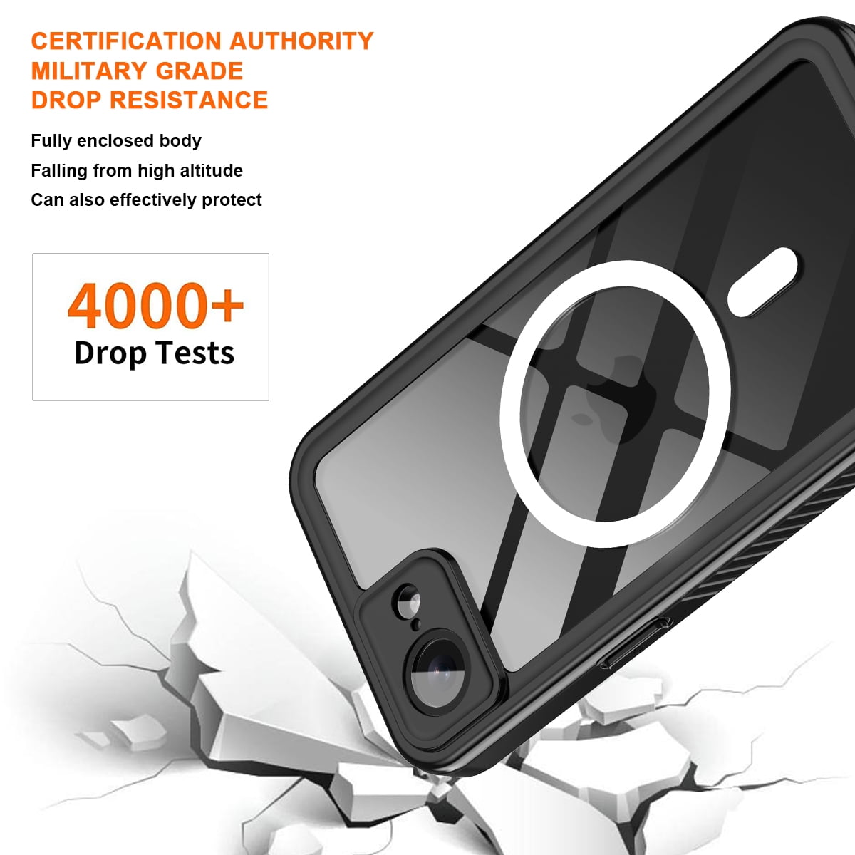 Casetego for iPhone 16e Waterproof Case,Compatible with MagSafe,with Built-in Screen Protector Full-Body Snowproof,Dustproof and Shockproof Protective Magnetic iPhone 16e 6.1" 2025 Phone Case,Black
