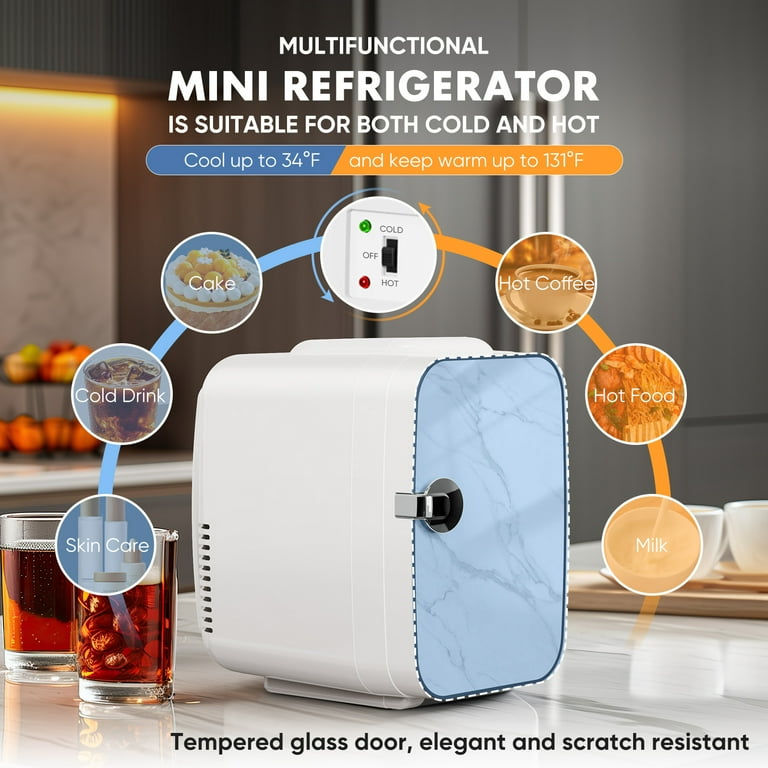 edx Mini Fridge, 4L/6-Can Portable Cooler, Compact RV Refrigerator