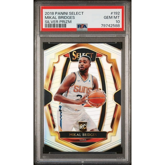Graded 2018 Panini Select Mikal Bridges #192 Silver Prizm Rookie RC Basketball Card PSA 10 Gem Mint