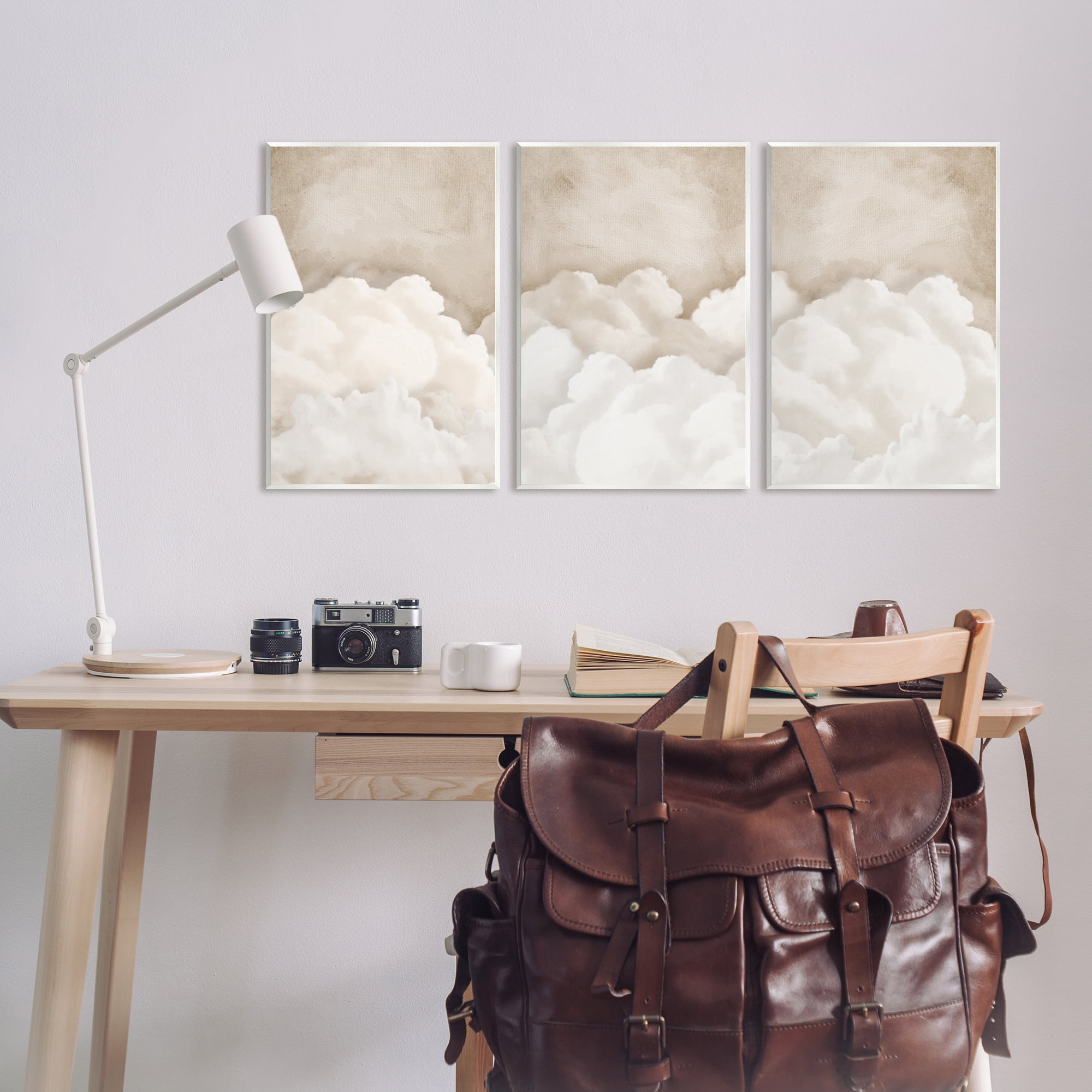 Stupell Industries Vintage Beige Clouds Nature Painting Unframed Art Print Wall Art, 13 x 19, Set of 3