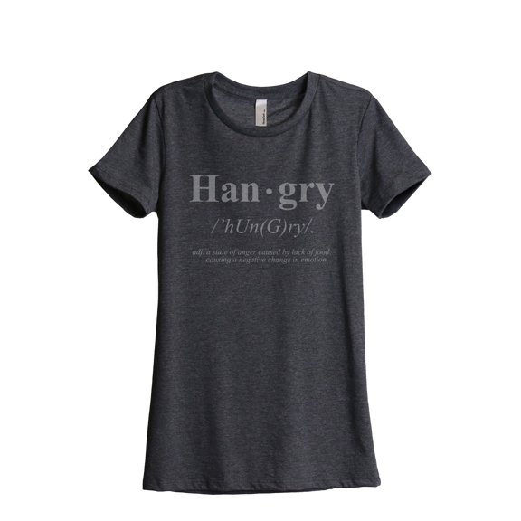 Thread Tank HanGry Hungry Women's Relaxed Crewneck T-Shirt Tee Charcoal Large