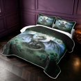 thumbnail image 3 of Manfei Fantasy Dragon Animals Quilt King,Gothic Rose Cloud Stars King Coverlet Set,Green Blue,3-Piece,1 Bedspread and 2 Pillowcases, 3 of 7