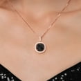 thumbnail image 3 of Gem Stone King 18K Rose Gold Plated Silver Cushion/Checkerboard Black Onyx and White Moissanite Pendant Necklace for Women (6.16 Cttw, Gemstone Birthstone, with Chain), 3 of 6
