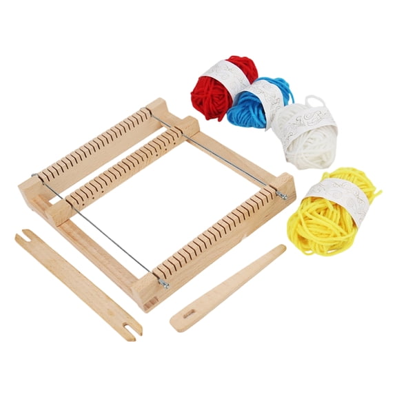 Complete Knitting Craft Tool Set Includes Wooden Knitting Frame Cotton Yarn Wooden Needle for Adult Children