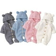thumbnail image 1 of Barboteuse Tricotée à Capuche en Laine pour Bébé Garçon Fille Blanc, 1 of 4
