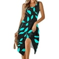 thumbnail image 5 of Womens Holiday Beach Sundress Casual Crewneck Sleeveless A-line Dresses Flowy Irregular Hem Tank Dress Floral Pattern, 5 of 8