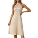 thumbnail image 1 of Vestido Midi Allegra K De Satén Sin Mangas Con Cuello Halter Para Mujer Cremallera Lateral De Cintura Alta Elegante Cóctel De Fiesta champán M, 1 of 6