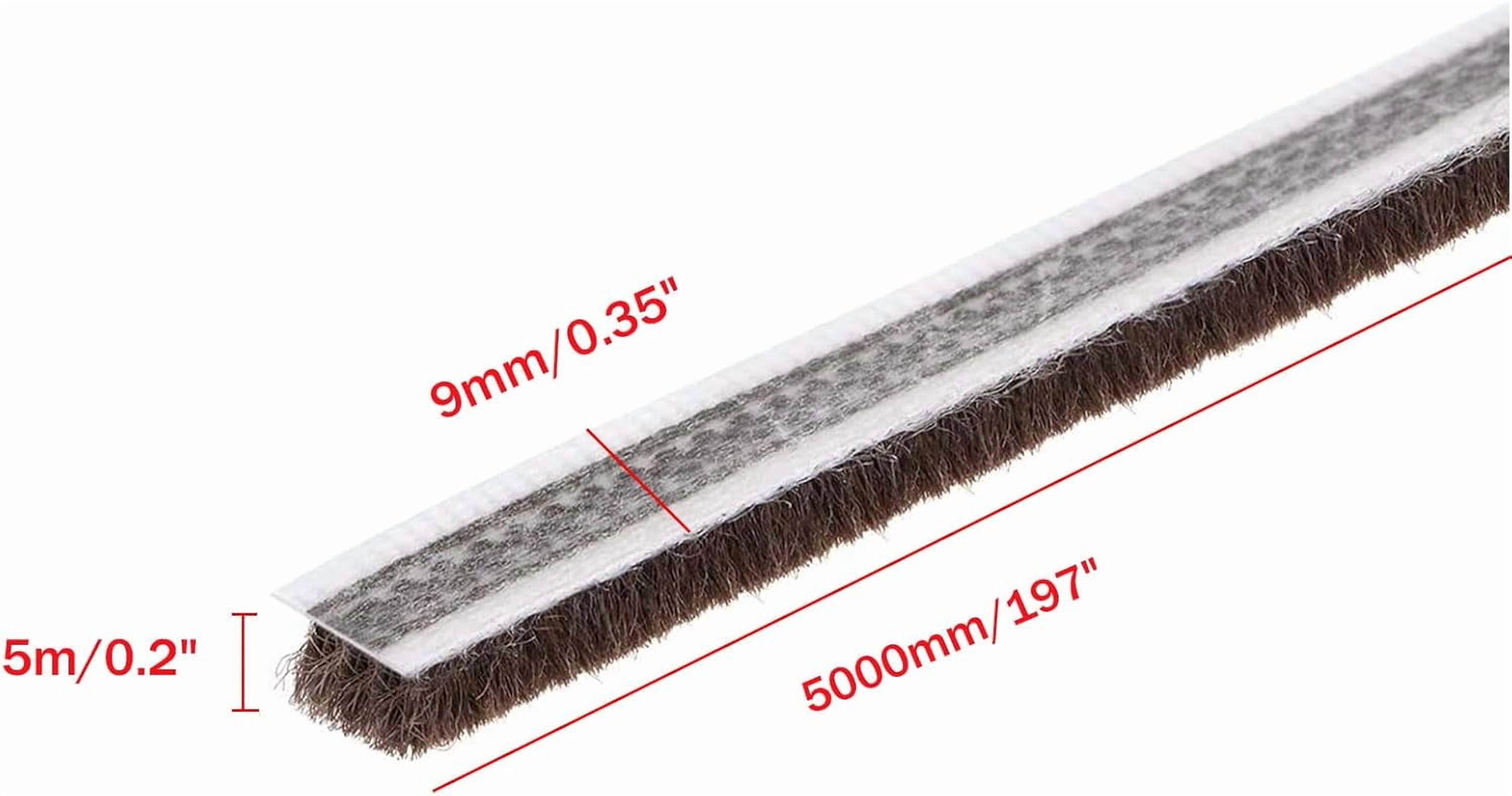 FRKSMD-Weather Stripping 0.35" Width x 0.2" Thick x 16.4 ft Length with Adhesive Backing, Felt Pile Brush Weather Stripping for Window Door Seal Strip, Brown