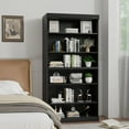 thumbnail image 3 of MAYEERTY 36"x31"x16" Doorless Storage Wood Cabinet for Living Room, Black, 3 of 8
