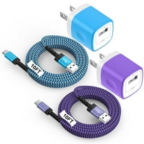 Type C Charger Block, 2 Pack Charging Block with 10FT USB C Cable, USB Wall Charger Adapter Plug Fast Charging Station Power Base with Type C Charging Cable Compatible for Samsung Android, Mixed