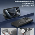 thumbnail image 6 of for iPhone 15 Pro Max Case with Invisible Magnetic Stand, Compatible with Mag-Safe Translucent Matte with Built-in Screen Protector, Shockproof Protective Phone Case for Women Men, Black, 6 of 12