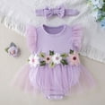 thumbnail image 2 of Gubotare Newborn Baby Girl Clothes Summer Baby Girl Romper Newborn Girl Short Sleeve Romper Jumpsuit Outfit Cute Clothes 0 3 6 9 12 18 24 Months (Purple,12-18 Months), 2 of 9
