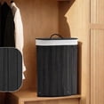 thumbnail image 4 of QinaQin Cesto esquinero para ropa con tapa, capacidad de 58 L, estructura plegable de bambú con bolsa lavable para recámara o baño, 4 of 9