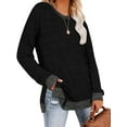thumbnail image 4 of SWQZVT Womens Fall Tops Long Sleeve Shirts Crewneck Loose Casual Pullover Fashion Color Block Side Split Black Tunic Tops Lightweight Sweatshirts Size M, 4 of 8