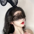 Black Lace Catwoman Headwear Cyber Celebrity Rabbit Ear Headband