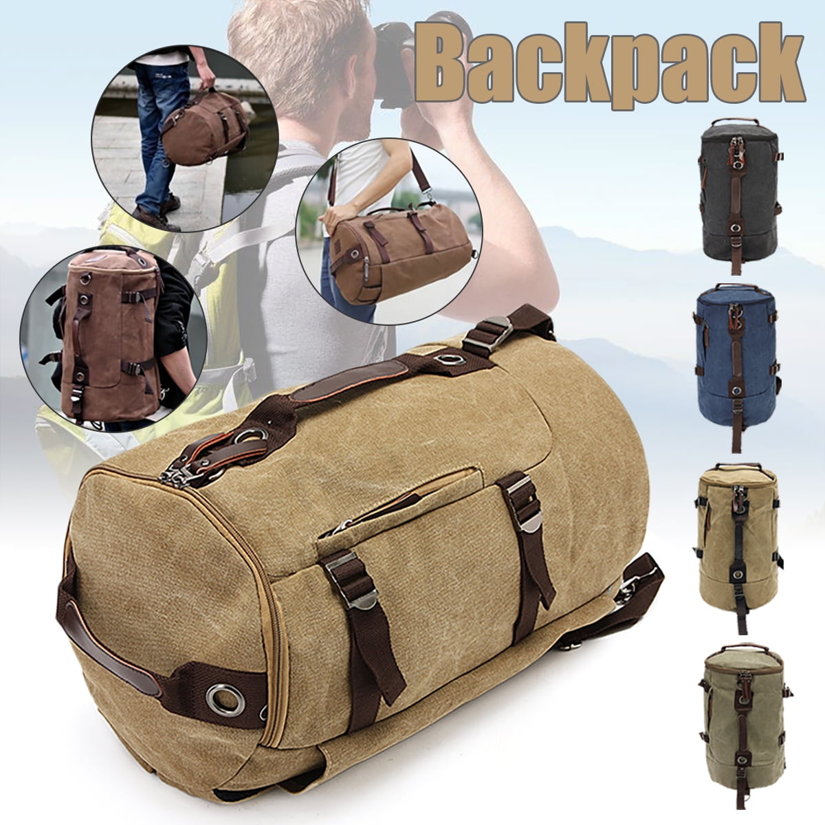 men's vintage canvas backpack