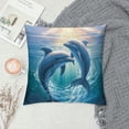 thumbnail image 2 of Creowell Dolphins Ocean Sunlight Pillow Covers for Indoor Outdoor Sofa Couch, Zipper Closure, 1PC 18x18in, 2 of 5