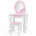 thumbnail image 6 of Topbuy 2-in-1 Kids Vanity Set Makeup Table & Chair Set for Toddlers w/Detachable Mirror White, 6 of 7