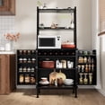 thumbnail image 2 of Casendy Kitchen Pantry with Microwave Stand and Storage Shelves, Farmhouse Kitchen Cupboard with Adjustable Shelves, Kitchen Buffet Cabinet with Door for Dining Room, Black, 2 of 7