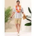 thumbnail image 3 of Lars Amadeus Camisas a rayas de verano para hombre, manga corta, casual, con botones, camisa de playa hawaiana Blanco azul M, 3 of 6