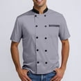 thumbnail image 5 of Men's Casual Chef Suit, Solid Color Short Sleeve Professional Kitchen Uniform for Restaurant Hotel Chefs Comfortable Stylish Wear,Light Gray 2XL, 5 of 5